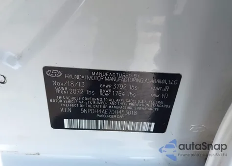 2013 Hyundai Elantra Gls from USA, damaged, VIN 5NPDH4AE7DH453018